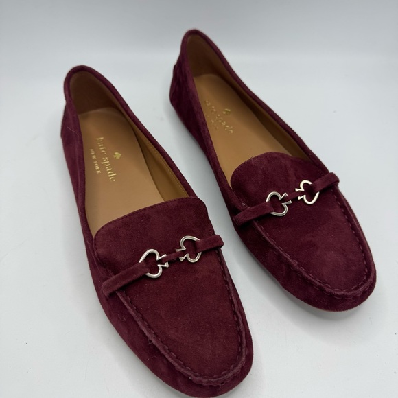 KATE SPADE Burgundy Bernice Suede Leather Loafer Slip On Moccasin Size 9.5 US - Picture 1 of 8